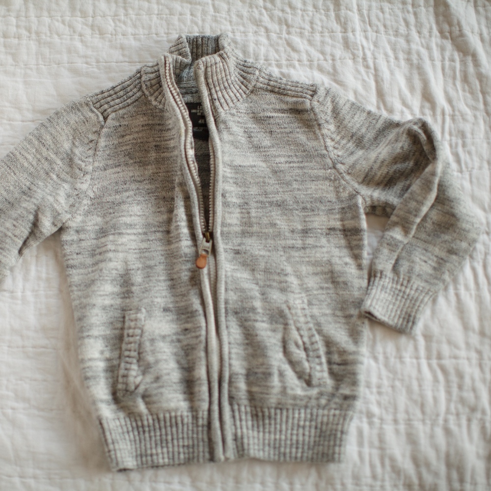 H&M Boys Grey Zip Up Sweater